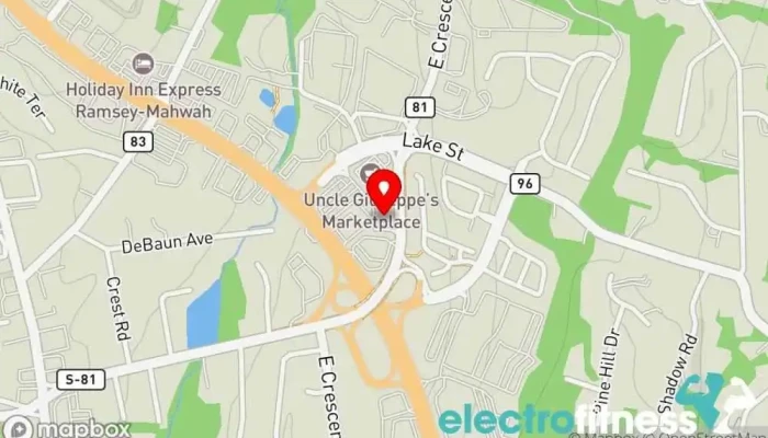 map of 24 Hour Fitness Gym, Fitness center, Indoor cycling, Indoor swimming pool, Personal trainer, Sauna, Yoga studio in Ramsey