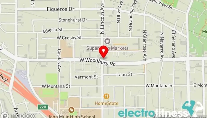 map of 24 Hour Fitness Gym, Fitness center, Indoor cycling, Indoor swimming pool, Personal trainer, Sauna, Yoga studio in Altadena