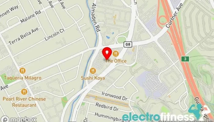 map of 24 Hour Fitness Gym, Fitness center, Indoor cycling, Personal trainer, Yoga studio in San Jose