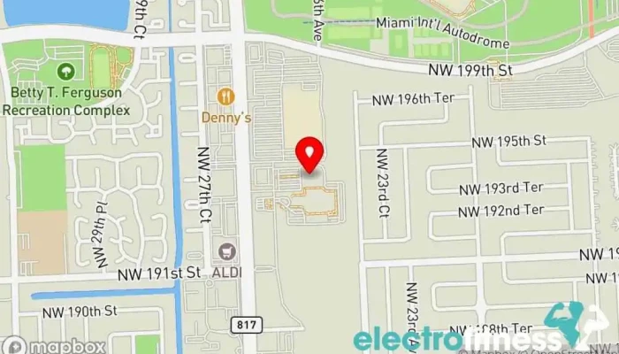 map of 24 Hour Fitness Gym, Fitness center, Indoor cycling, Indoor swimming pool, Personal trainer, Sauna, Yoga studio in Miami Gardens