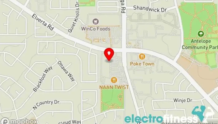 map of 24 Hour Fitness Gym, Fitness center, Indoor swimming pool, Personal trainer, Sauna, Yoga studio in Antelope