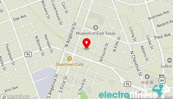 map of 936 Pilates & Barre Pilates studio in Lufkin