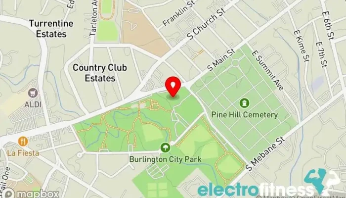 map of Alamance County Community YMCA Non-profit organization, Children's camp, Gym, Recreation center in Burlington