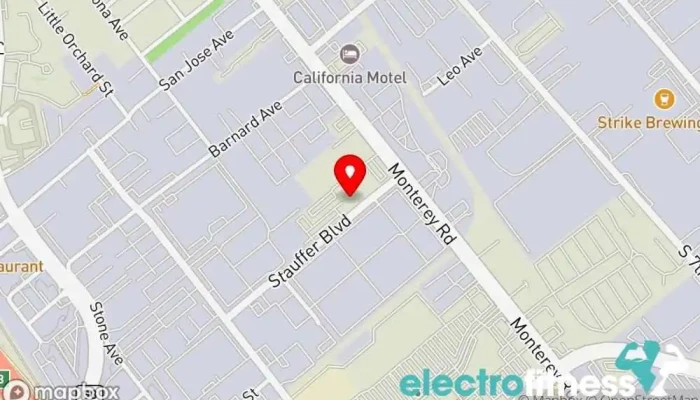 map of American Barbell Clubs Gym, Fitness center, Personal trainer, Physical fitness program, Vitamin & supplements store, Yoga studio in San Jose