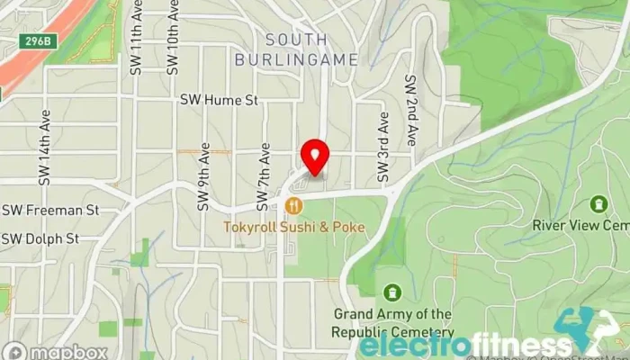 map of Anytime Fitness Gym, Fitness center, Personal trainer, Physical fitness program, Weightlifting area, Women's personal trainer in Portland