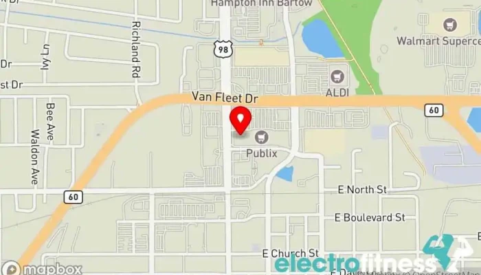 map of Anytime Fitness Gym, Fitness center, Personal trainer, Physical fitness program, Weightlifting area, Women's personal trainer in Bartow