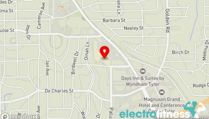 map of Anytime Fitness Gym, Fitness center, Personal trainer, Physical fitness program, Weightlifting area, Women's personal trainer in Tyler
