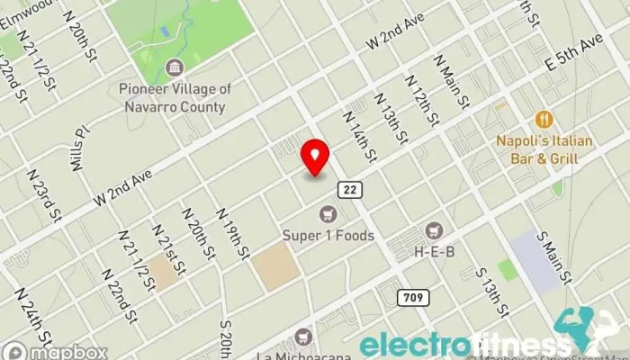 map of Anytime Fitness Gym, Fitness center, Personal trainer, Physical fitness program, Weightlifting area, Women's personal trainer in Corsicana