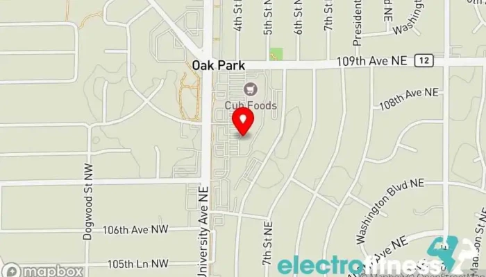 map of Anytime Fitness Gym, Fitness center, Personal trainer, Physical fitness program, Weightlifting area, Women's personal trainer in Blaine
