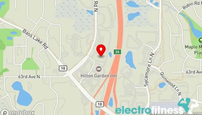 map of Anytime Fitness Gym, Fitness center, Personal trainer, Physical fitness program, Weightlifting area, Women's personal trainer in Maple Grove