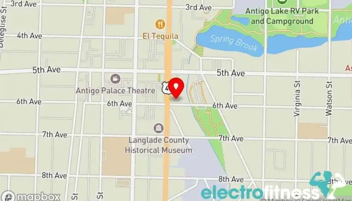 map of Anytime Fitness Gym, Fitness center, Personal trainer, Physical fitness program, Weightlifting area, Women's personal trainer in Antigo