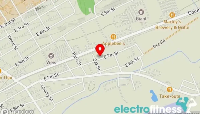 map of Axis Gymnastics Academy Gymnastics center in Bloomsburg