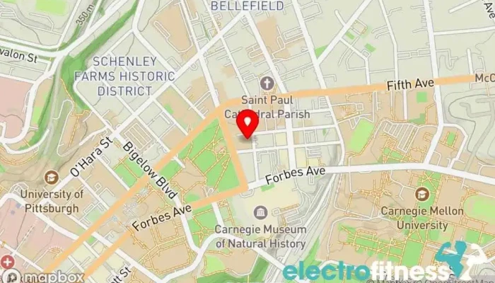 map of Bellefield Hall Fitness Center Gym in Pittsburgh