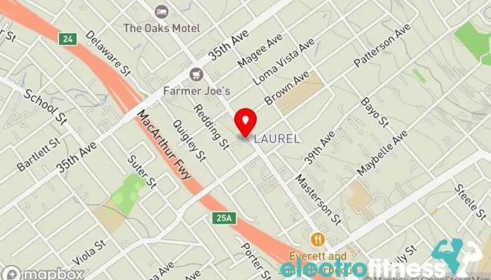 map of Body Mechanix Fitness Fitness center, Personal trainer, Physical fitness program, Weight loss service in Oakland