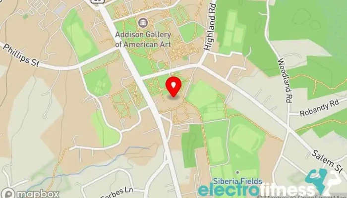 map of Borden and Memorial Gym Gym in Andover