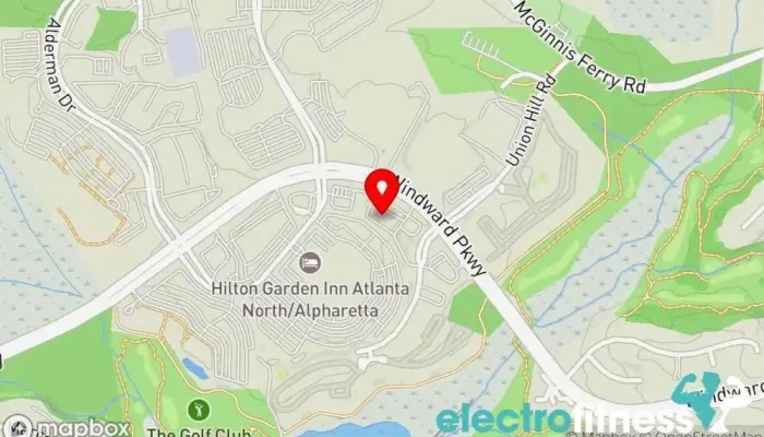 map of Bradley Fitness Personal trainer, Gym, Physical fitness program in Alpharetta