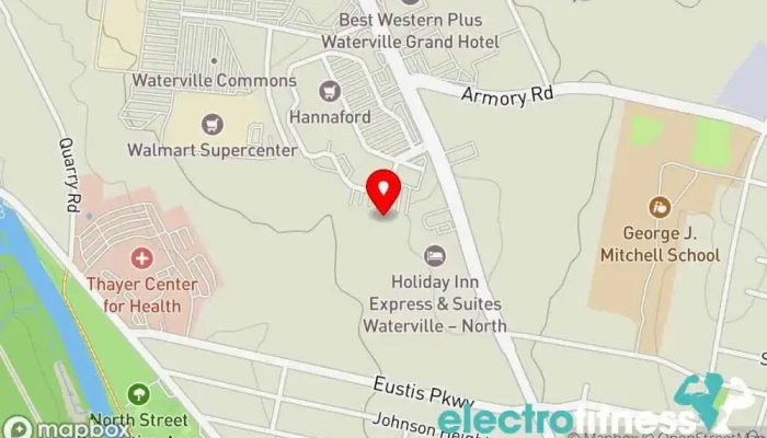 map of Champions Fitness Club Gym, Indoor golf course, Pickleball court, Racquetball club, Tennis court in Waterville