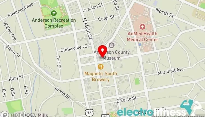 map of Clockworks Fitness Fitness center in Anderson