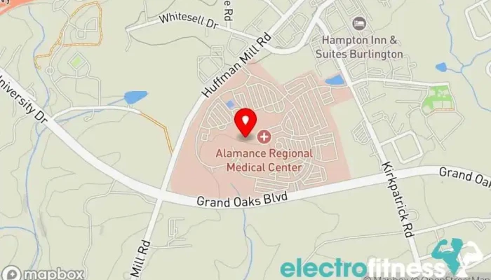map of Cone Health WellZone at Alamance Regional Gym, Personal trainer in Burlington