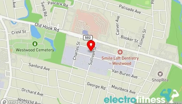 map of Elevate Jiu Jitsu Academy Martial arts school, Jujitsu school, Kickboxing school, Muay Thai boxing gym in Westwood