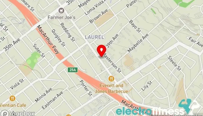 map of Elite Fitness Studio Fitness center in Oakland
