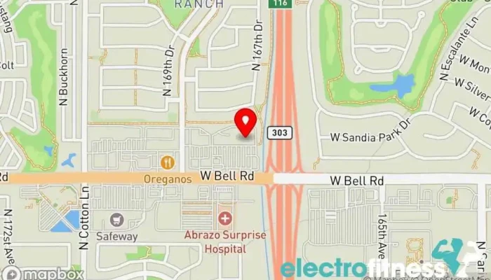 map of EōS Fitness Gym, Fitness center, Indoor cycling, Personal trainer in Surprise