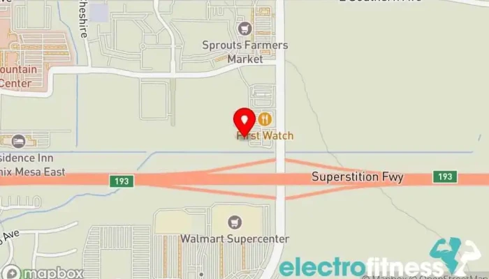 map of EōS Fitness Gym, Fitness center, Indoor cycling, Personal trainer in Mesa
