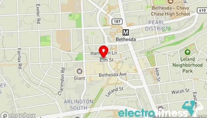 map of Equinox Bethesda Gym, Physical fitness program, Pilates studio, Yoga studio in Bethesda
