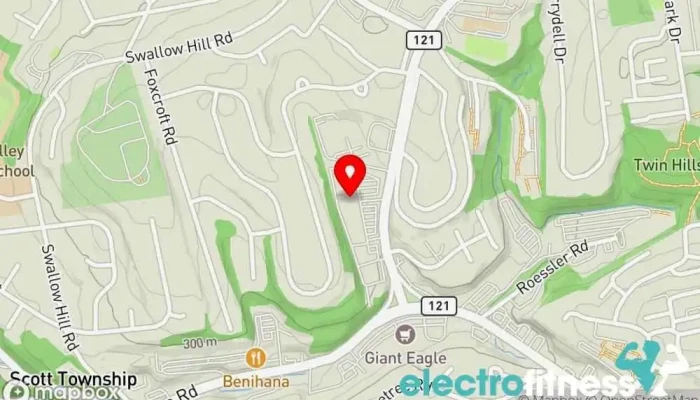 map of FITNESS 19 Gym, Exercise equipment store in Pittsburgh