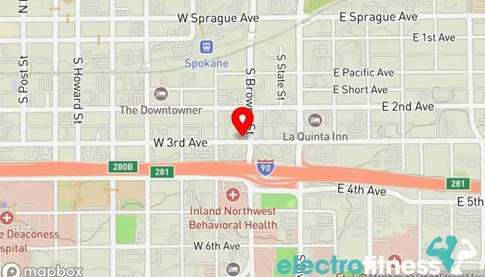 map of Fluent Motions Parkour spot, Gym in Spokane