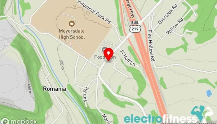 map of Gindy's Gym Physical fitness program in Meyersdale