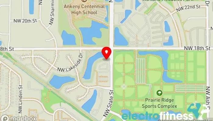 map of Goldfinch Sports Performance Gym, Physical fitness program in Ankeny