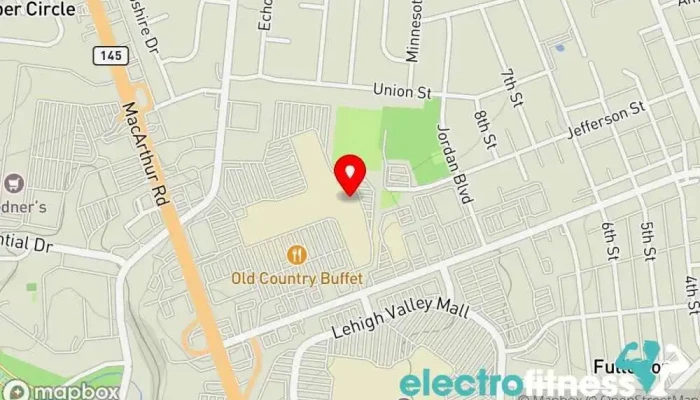 map of Gravity Vault Lehigh Valley Gym in Whitehall Township