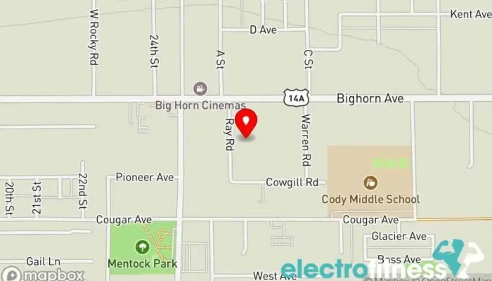 map of Heart Mountain Fitness Gym in Cody