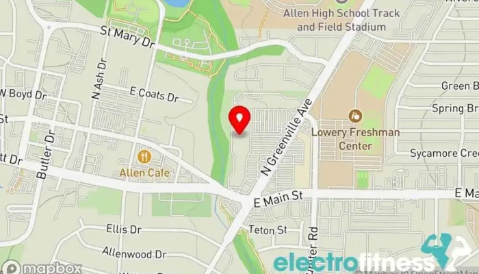 map of Hidden Gym Gym, Boxing gym, Personal trainer in Allen