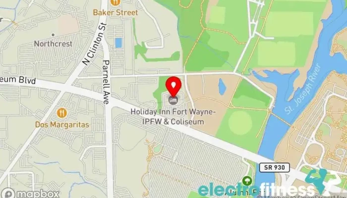 map of Holiday Inn Purdue - Fort Wayne by IHG Hotel, Conference center, Wedding venue in Fort Wayne