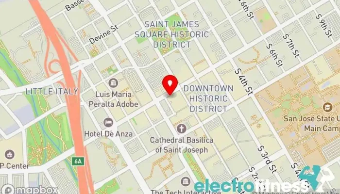 map of HOTWORX - San Jose, CA - Downtown Yoga studio in San Jose