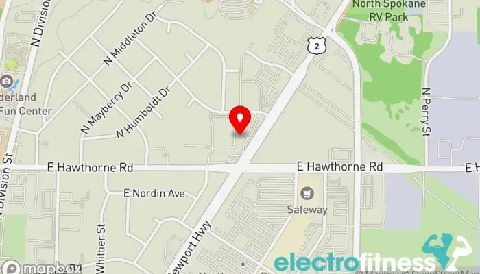 map of HOTWORX - Spokane, WA - North Yoga studio, Fitness center, Gym, Indoor cycling, Pilates studio in Spokane