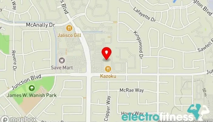 map of In-Shape Fitness Gym, Fitness center, Physical fitness program, Pilates studio, Sauna, Spa and health club, Weightlifting area, Yoga studio in Roseville