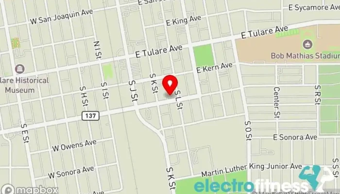 map of Iron Grip Gym Gym in Tulare