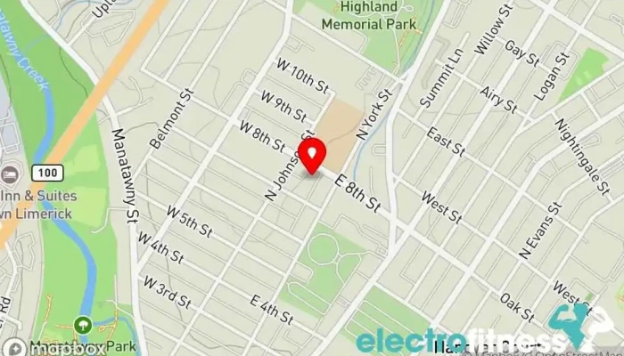 map of Kingstreet Kickboxing and Muay Thai L.L.C Muay Thai boxing gym, Bikram yoga studio, Kickboxing school, Personal trainer in Pottstown