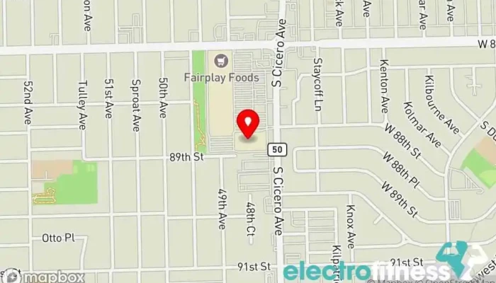 map of LA Fitness Gym in Oak Lawn