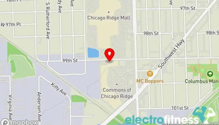 map of LA Fitness Gym in Chicago Ridge