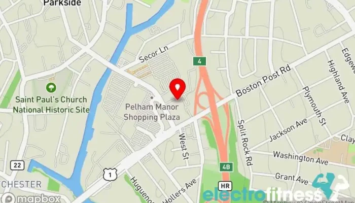 map of LEVEL Fitness Clubs - Pelham Gym, Fitness center, Indoor cycling, Personal trainer, Physical fitness program, Yoga studio in Pelham