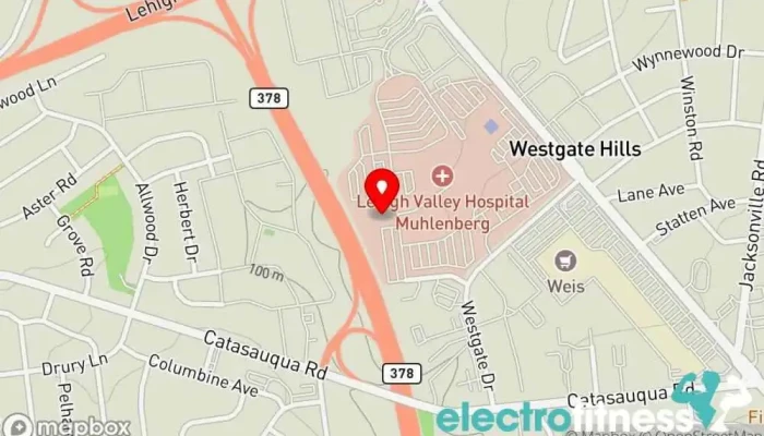 map of LVHN Fitness–Muhlenberg Fitness center, Gym, Medical clinic in Bethlehem