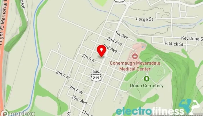 map of Maple City Muscles Gym in Meyersdale