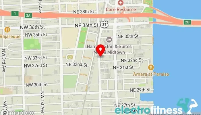 map of MegaLit Fitness Gym in Miami
