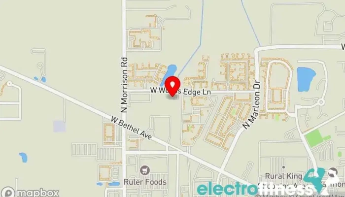 map of Midwest Muscle Gym, Personal trainer, Physical fitness program, Weightlifting area in Muncie
