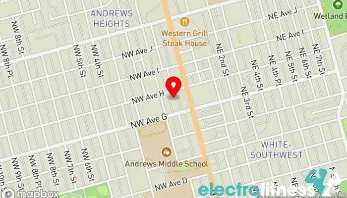 map of Mustang Fitness Gym in Andrews