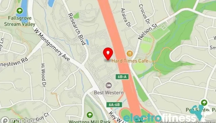 map of Onelife Fitness - Rockville Gym, Basketball court, Personal trainer, Pilates studio, Racquetball club, Squash court, Swimming pool, Tennis court, Volleyball court in Rockville